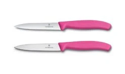 Victorinox Swiss Classic 2 X 10cm Paring Knife Set Pink (67796L5B) -KITCHEN KNIVES Shop 67796l5b paring knife set straight and wavy edge pink 10cm