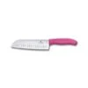 Victorinox Swiss Classic 17cm Santoku Knife Fluted Blade Pink (6852617L5B) -KITCHEN KNIVES Shop 6852617l5b