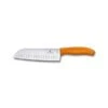 Victorinox Swiss Classic 17cm Santoku Knife Fluted Blade Orange (6852617L9B) -KITCHEN KNIVES Shop 6852617l9b