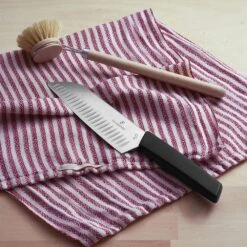 Victorinox Swiss Modern 17cm Santoku Knife Fluted Edge Black (6905317KB) -KITCHEN KNIVES Shop 6905317kb ls1