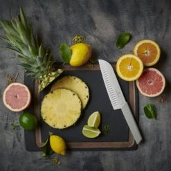 Victorinox Swiss Modern Colour 17cm Fluted Santoku Knife - Olive Green (6905617K6B) -KITCHEN KNIVES Shop 6905617k6b ls3