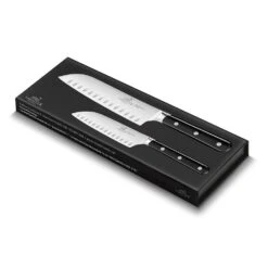 Lion Sabatier® Egide 2 Piece Knife Set - 13cm & 18cm Santoku (Black Handle With Stainless Steel Rivets) -KITCHEN KNIVES Shop 764380 2