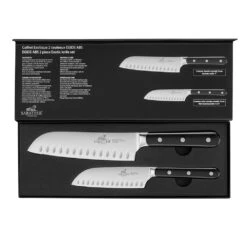 Lion Sabatier® Egide 2 Piece Knife Set - 13cm & 18cm Santoku (Black Handle With Stainless Steel Rivets) -KITCHEN KNIVES Shop 764380 3