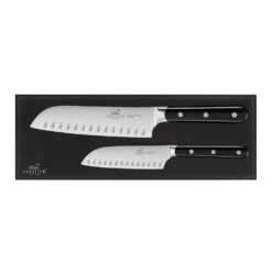 Lion Sabatier® Egide 2 Piece Knife Set - 13cm & 18cm Santoku (Black Handle With Stainless Steel Rivets) -KITCHEN KNIVES Shop 764380 4