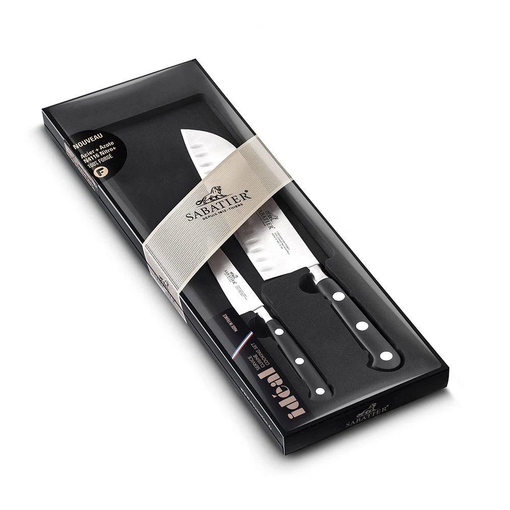 Lion Sabatier® Ideal 2 Piece Knife Set - 10cm Paring & 18cm Santoku Knife (Black Handle With Stainless Steel Rivets) 4 Lion Sabatier® Ideal 2 Piece Knife Set - 10cm Paring & 18cm Santoku Knife (Black Handle With Stainless Steel Rivets) - Image 2