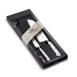 Lion Sabatier® Ideal Toque Blanche 2 Piece Knife Set - 10cm Paring & 18cm Santoku Knife (White Handle With Stainless Steel Rivets) 9 Lion Sabatier® Ideal Toque Blanche 2 Piece Knife Set - 10cm Paring & 18cm Santoku Knife (White Handle With Stainless Steel Rivets) -KITCHEN KNIVES Shop 892183 2