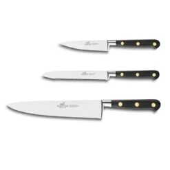 Sabatier® Ideal Brass Rivets 3 Piece Knife Set (10cm Paring Knife, 12cm Utility Knife And 20cm Cooks Knife)