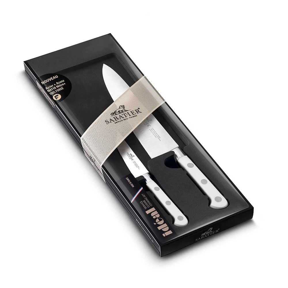 Lion Sabatier® Ideal Toque Blanche 2 Piece Knife Set - 10cm Paring & 20cm Cooks Knife (White Handle With Stainless Steel Rivets) 6 Lion Sabatier® Ideal Toque Blanche 2 Piece Knife Set - 10cm Paring & 20cm Cooks Knife (White Handle With Stainless Steel Rivets) - Image 4