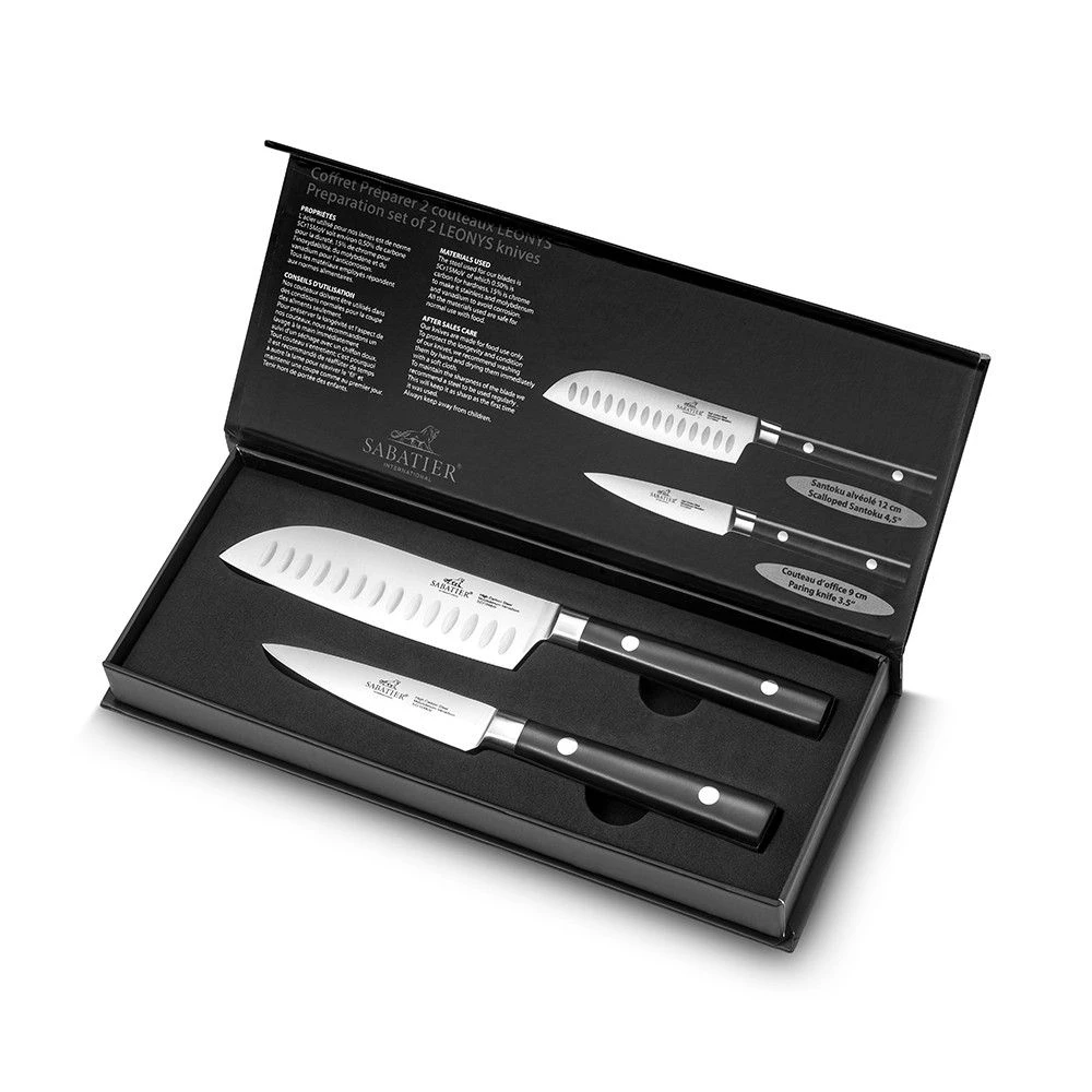Sabatier® Leonys 2 Piece Set (9cm Paring, 12cm Mini Santoku) 3 Sabatier® Leonys 2 Piece Set (9cm Paring, 12cm Mini Santoku)