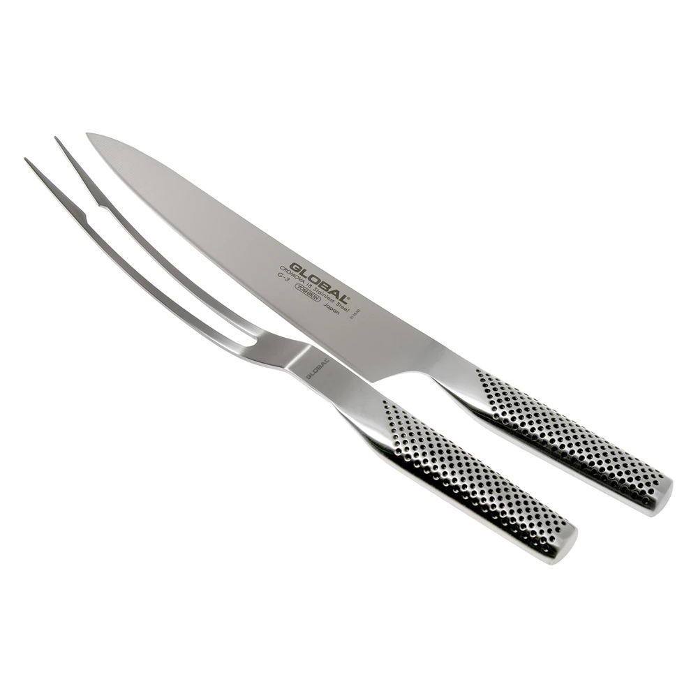 Global Knives 3 Piece Carving Set With Bamboo Spiked Meat Dish 4 Global Knives 3 Piece Carving Set With Bamboo Spiked Meat Dish - Image 2