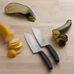 Victorinox Swiss Classic 17cm Santoku Knife Fluted Blade Green (6852617L4B) -KITCHEN KNIVES Shop cut 6 8523 17b 6 8503 17g g santoku ls 1 1