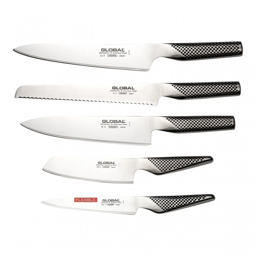Global 5 Piece Kitchen Knife Set With Storage Dock (G-88/239511) 4 Global 5 Piece Kitchen Knife Set With Storage Dock (G-88/239511) - Image 2