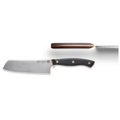 Savernake DNA GC14 14cm Nakiri - Anthracite & Orange With Traditional Handle -KITCHEN KNIVES Shop gc14 nakiri top side