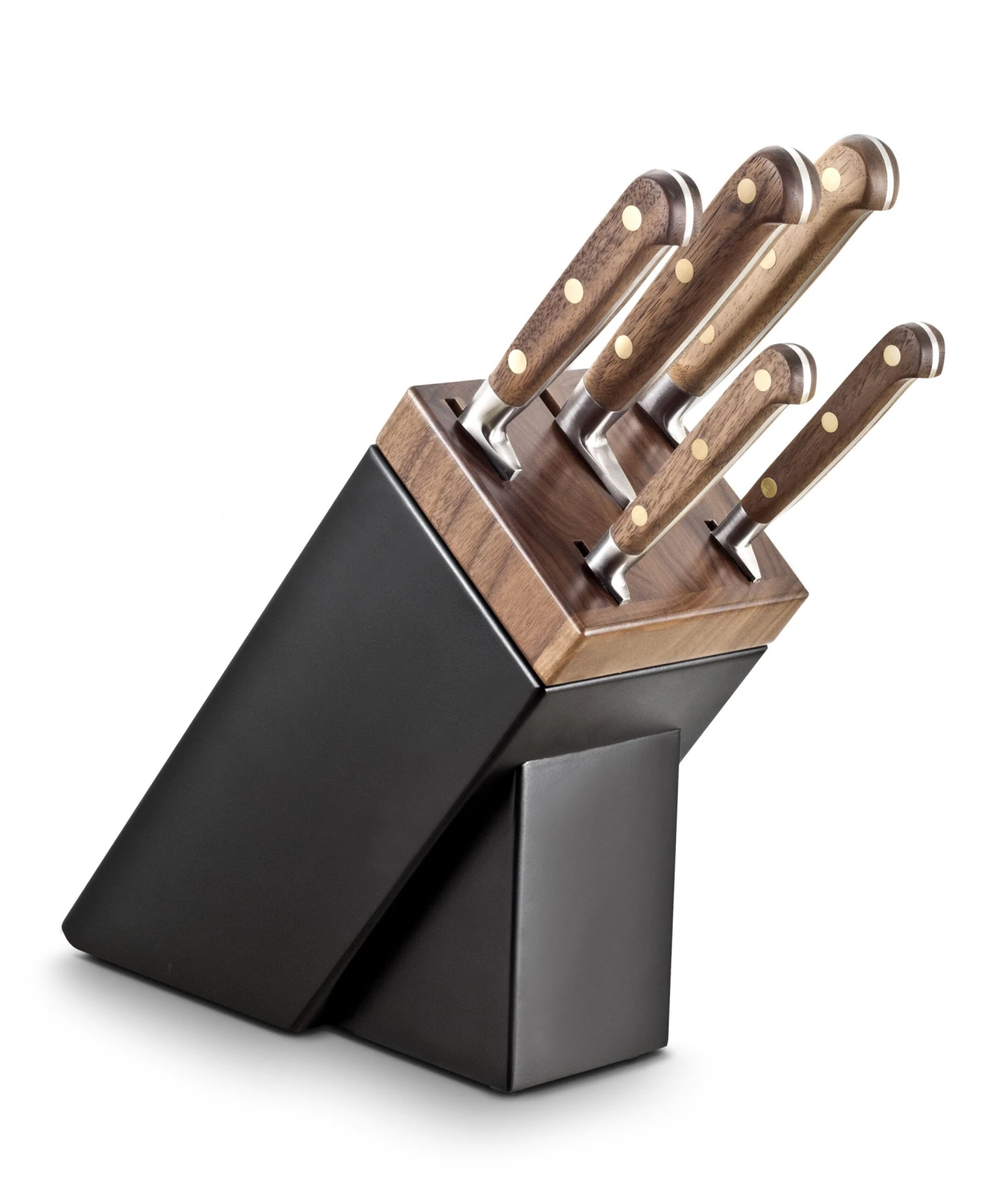 Lion Sabatier® Ideal Perigord Block & 5pc Knife Set (Walnut Handle With Brass Rivets) 3 Lion Sabatier® Ideal Perigord Block & 5pc Knife Set (Walnut Handle With Brass Rivets)