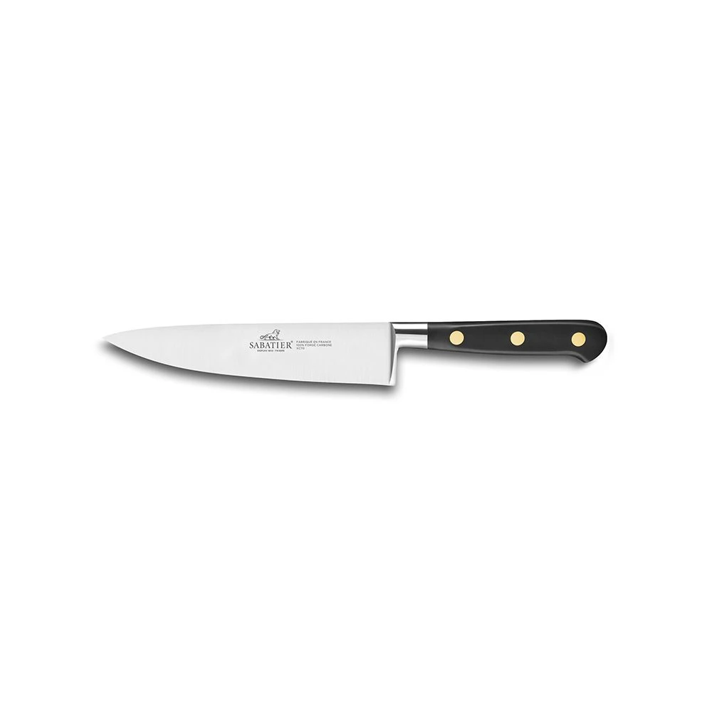 Lion Sabatier® Ideal Carbone 15cm Cook's Knife (Carbon Steel Blade With Black Handle & Brass Rivets) 3 Lion Sabatier® Ideal Carbone 15cm Cook's Knife (Carbon Steel Blade With Black Handle & Brass Rivets)