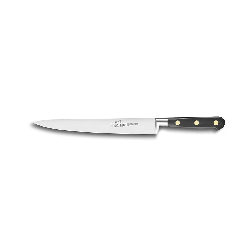 Lion Sabatier® Ideal Carbone 20cm Slicing Knife (Carbon Steel Blade With Black Handle & Brass Rivets) 3 Lion Sabatier® Ideal Carbone 20cm Slicing Knife (Carbon Steel Blade With Black Handle & Brass Rivets)