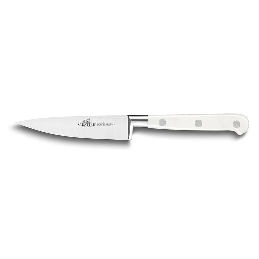 Lion Sabatier® Ideal Toque Blanche 3 Piece Knife Set - 10cm Paring, 12cm Serrated Utility & 20cm Cooks Knife (White Handle With Stainless Steel Rivets) 7 Lion Sabatier® Ideal Toque Blanche 3 Piece Knife Set - 10cm Paring, 12cm Serrated Utility & 20cm Cooks Knife (White Handle With Stainless Steel Rivets) - Image 5
