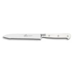 Lion Sabatier® Ideal Toque Blanche 3 Piece Knife Set - 10cm Paring, 12cm Serrated Utility & 18cm Santoku Knife (White Handle With Stainless Steel Rivets) -KITCHEN KNIVES Shop kk 802383 2