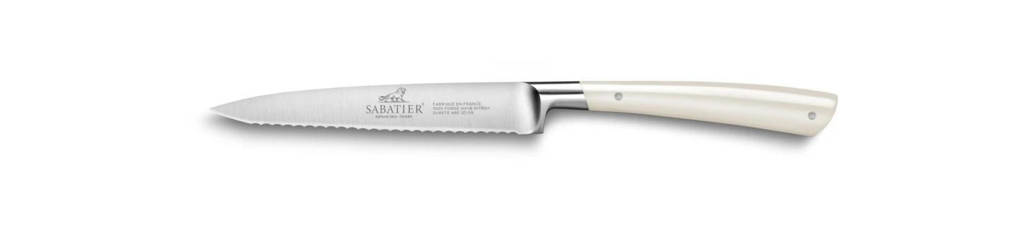 Lion Sabatier® Edonist Perle 3 Piece Knife Set - 10cm Paring, 12cm Serrated Utility & 20cm Cooks Knife (Pearl Handle With Stainless Steel Rivets) 6 Lion Sabatier® Edonist Perle 3 Piece Knife Set - 10cm Paring, 12cm Serrated Utility & 20cm Cooks Knife (Pearl Handle With Stainless Steel Rivets) - Image 4