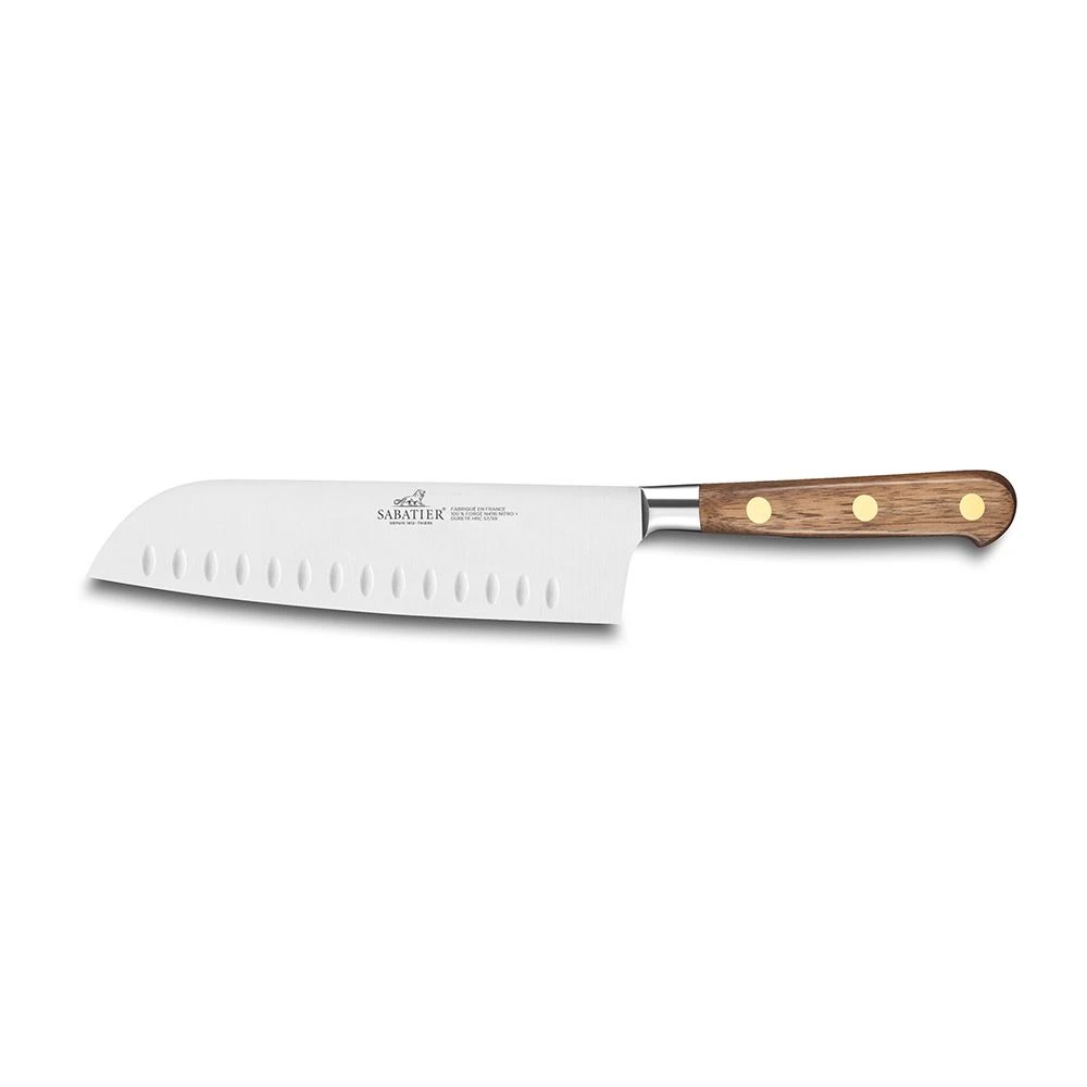 Lion Sabatier® Ideal Perigord 18cm Scalloped Santoku Knife (Walnut Handle With Brass Rivets) 3 Lion Sabatier® Ideal Perigord 18cm Scalloped Santoku Knife (Walnut Handle With Brass Rivets)