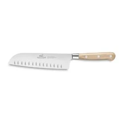 Lion Sabatier® Ideal Broceliande 18cm Scalloped Santoku Knife (Ashwood Handle With Stainless Steel Rivets)