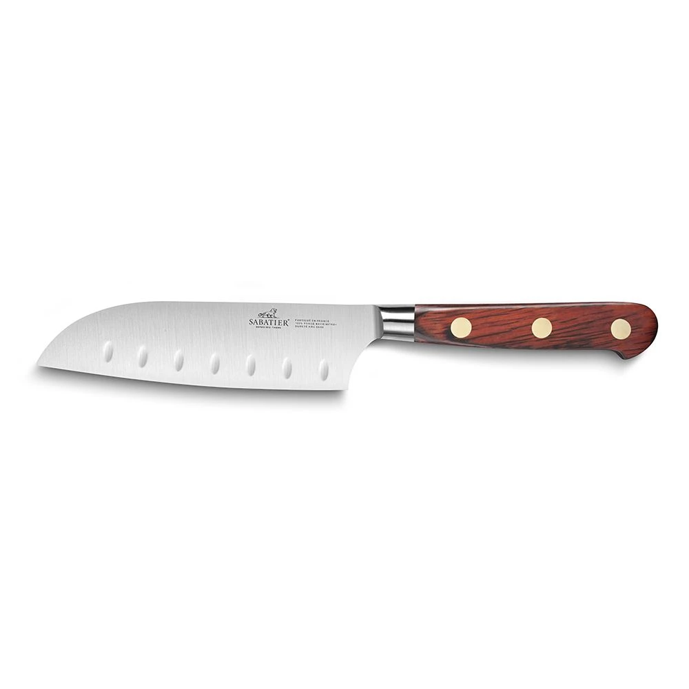 Lion Sabatier® Ideal Saveur 13cm Scalloped Santoku Knife (Pakka Wood Handle With Brass Rivets) 3 Lion Sabatier® Ideal Saveur 13cm Scalloped Santoku Knife (Pakka Wood Handle With Brass Rivets)