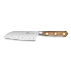 Lion Sabatier® Ideal Perigord 3 Piece Knife Set - 10cm Paring, 12cm Serrated Utility & 13cm Santoku Knife (Walnut Handle With Brass Rivets) -KITCHEN KNIVES Shop kk 834886 1