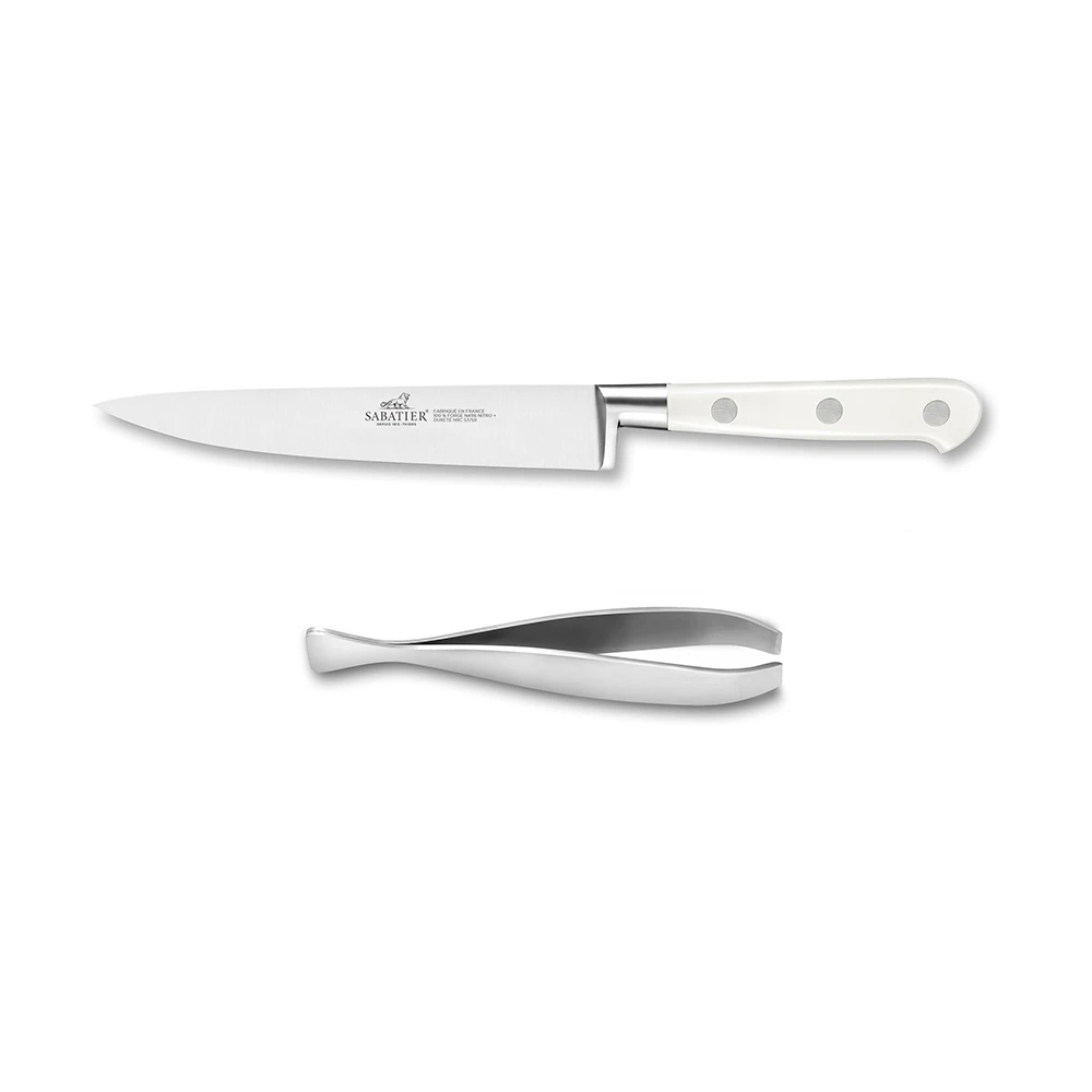 Lion Sabatier® Ideal Toque Blanche 2 Piece Set - Filleting Knife & Tweezers (White Handle With Stainless Steel Rivets) 4 Lion Sabatier® Ideal Toque Blanche 2 Piece Set - Filleting Knife & Tweezers (White Handle With Stainless Steel Rivets) - Image 2
