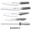 Global Michel Roux Jr GR52/SS7 - 7 Piece Stainless Steel Knife Block Set (GR52/SS7) -KITCHEN KNIVES Shop michel roux jr global collection 7 piece knife block set black gr52br7 19288 extra 0 1 1 1