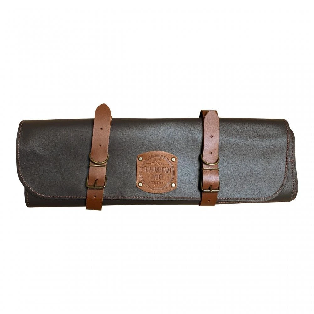 Rockingham Forge Leather Knife Roll In Brown With 5 Knife Slots 3 Rockingham Forge Leather Knife Roll In Brown With 5 Knife Slots
