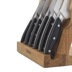 Robert Welch Professional Angle Oak Knife Block 7 Piece Set -KITCHEN KNIVES Shop rwpao2097v7 pro angle block cu 1