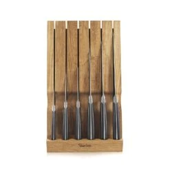 Robert Welch Professional Angle Oak Knife Block 7 Piece Set -KITCHEN KNIVES Shop rwpao2097v7 pro angle block face on