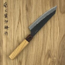 Sakai Takayuki Aogami Super Kurouchi Hammered WA Japanese 160mm Kengata-Santoku Knife -KITCHEN KNIVES Shop sk 01191 1