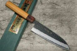 Sakai Takayuki Aogami Super Kurouchi Hammered WA Japanese 165mm Santoku Knife -KITCHEN KNIVES Shop sk 01196