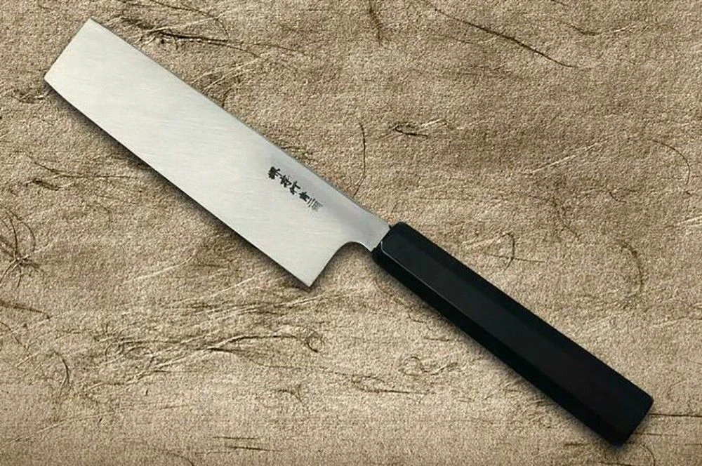 Sakai Takayuki Aoniko Blue 2 Steel Ebony Handle Japanese Chef's Nakiri (Vegetable) 180mm 4 Sakai Takayuki Aoniko Blue 2 Steel Ebony Handle Japanese Chef's Nakiri (Vegetable) 180mm - Image 2