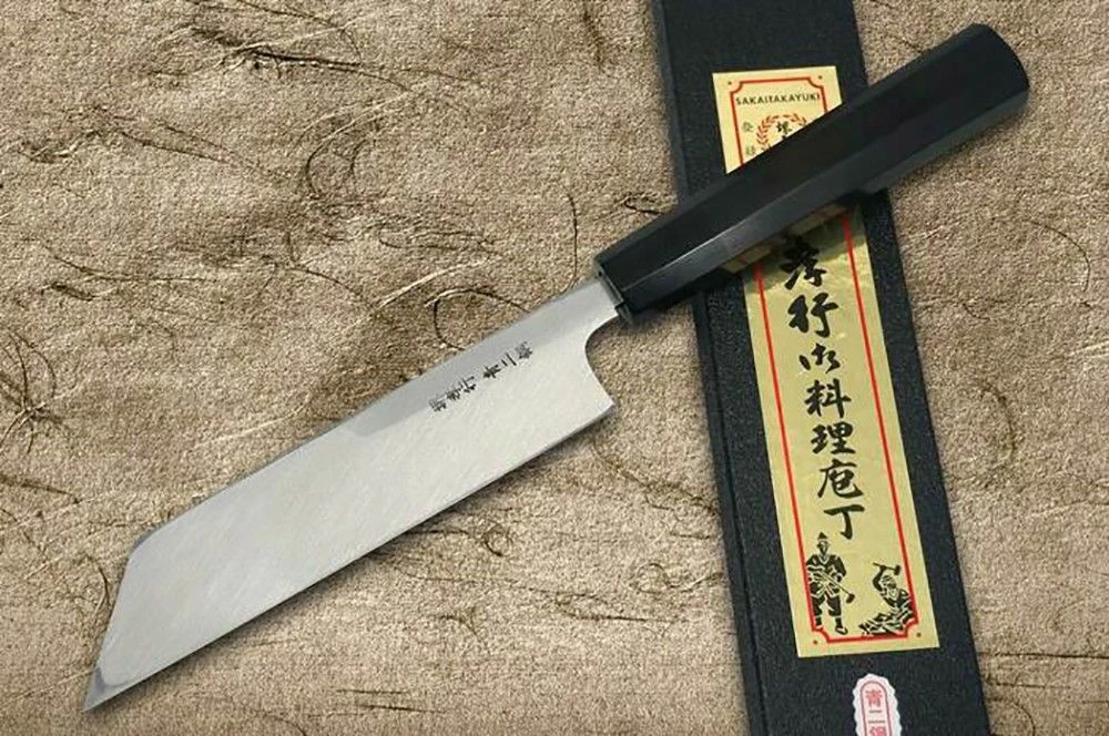 Sakai Takayuki Aoniko Blue 2 Steel Ebony Handle Japanese Chef's Peeling Knife 180mm 5 Sakai Takayuki Aoniko Blue 2 Steel Ebony Handle Japanese Chef's Peeling Knife 180mm - Image 3
