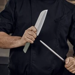 Victorinox Swiss Modern 17cm Santoku Knife Fluted Edge Black (6905317KB) -KITCHEN KNIVES Shop swiss modern colour santoku ls2 1