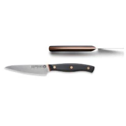Savernake DNA SY11 11cm Large Paring Knife - Anthracite & Orange With Traditional Handle -KITCHEN KNIVES Shop sy11 large paring knife top side 1