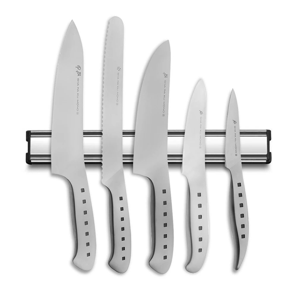 Tojiro 5 Piece Magnetic Rack Set (Chef's, Paring, Utility, Bread & Deba Knife) 3 Tojiro 5 Piece Magnetic Rack Set (Chef's, Paring, Utility, Bread & Deba Knife)